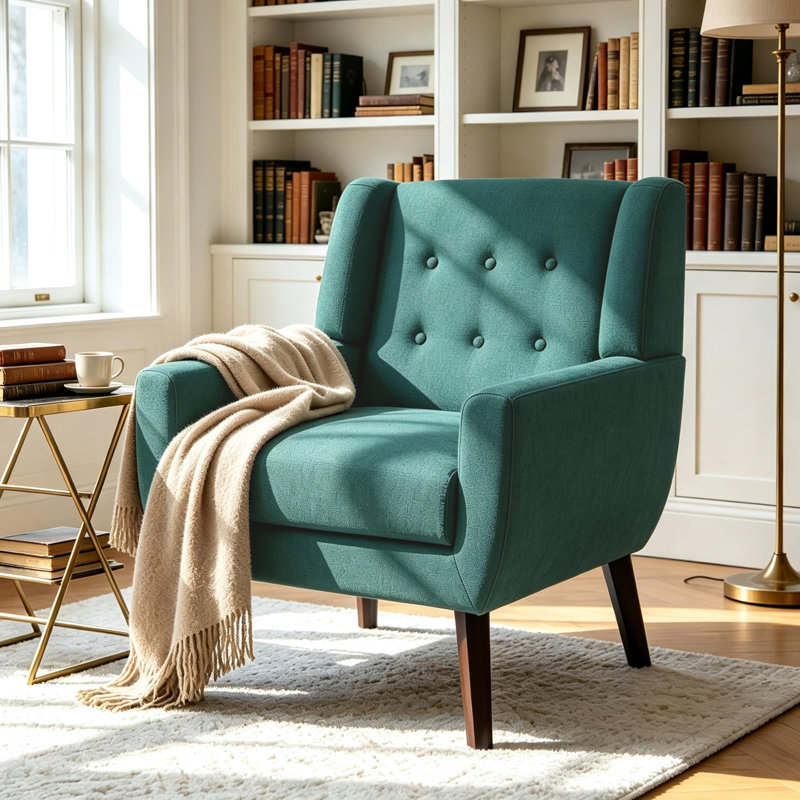 Fauteuil Jaqueze, Mélange de lin performance bleu clair