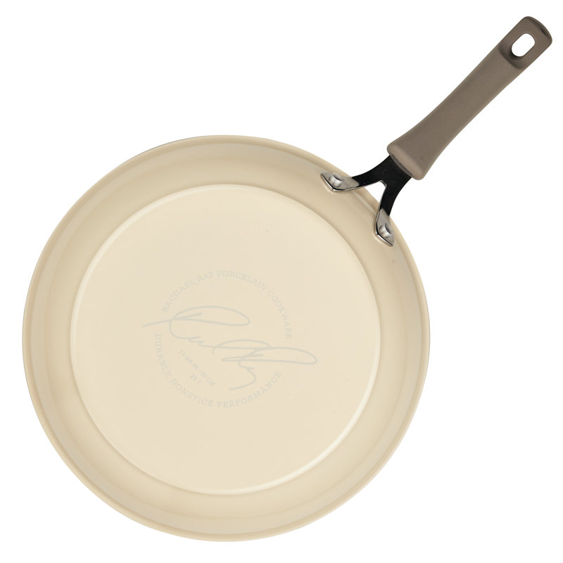 Almond Aluminum Nonstick Frying Pan Set with Lids