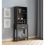 Bar à vin, armoire de rangement de cuisine avec tiroir et tablettes ouvertes, gris vieilli