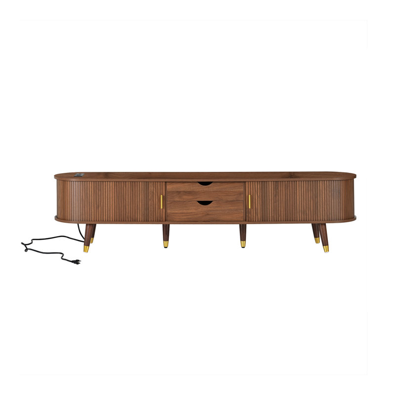 Meuble télé Mid-Century en bois, Noyer