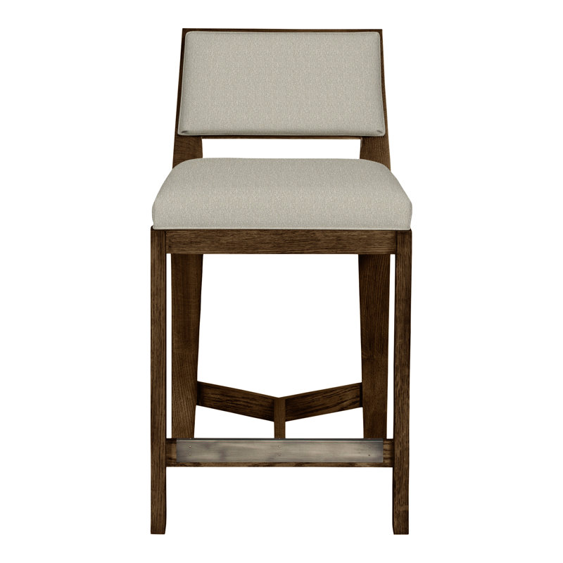 Scoville By Thom Filicia Upholstered Counter Stool with Solid Wood Frame, La Havane, Fumée Ian