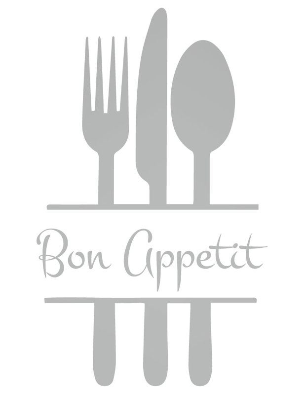 Décalcomanie murale de cuisine bon appetit, Argent, H 57 po x l 35 po x P 0,01 po