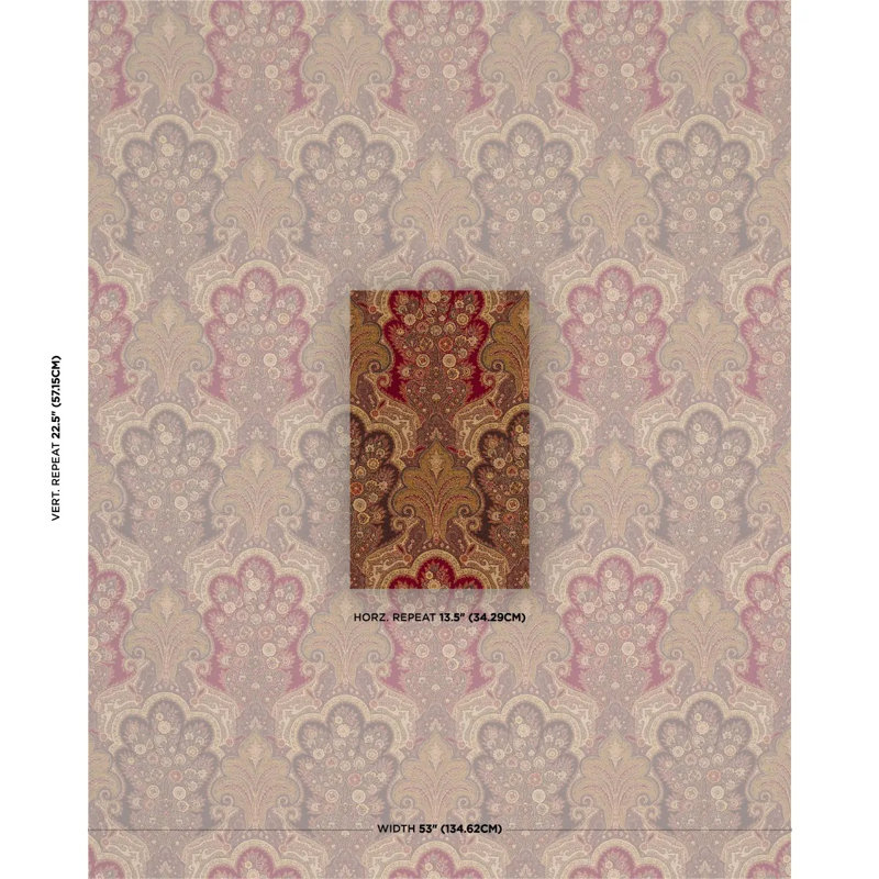 New Castle Paisley Fabric, Cranberry