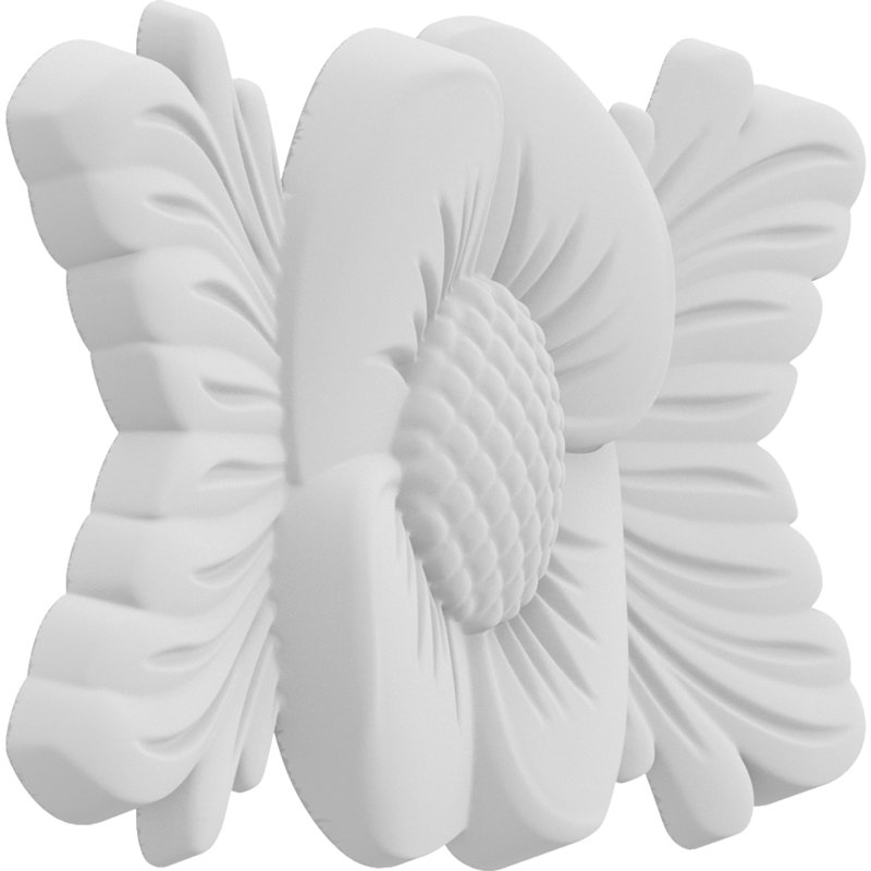 H W D Composite Rosette Applique, 6.75" H x 9" W x .63" D