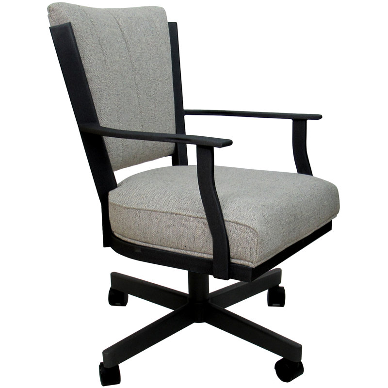 Danyael Metal Dining Caster Chair with Arms, Black, Hemsath Slate