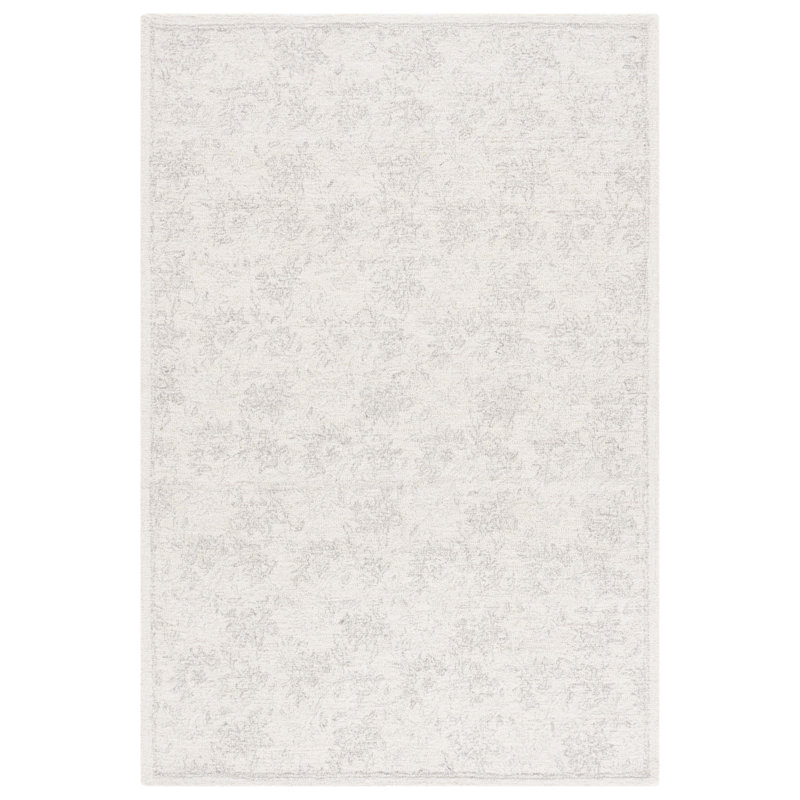 Ebony 928 Hand Tufted Wool/Cotton Floral Rug in Gray/Beige, Rectangle 9' x 12'