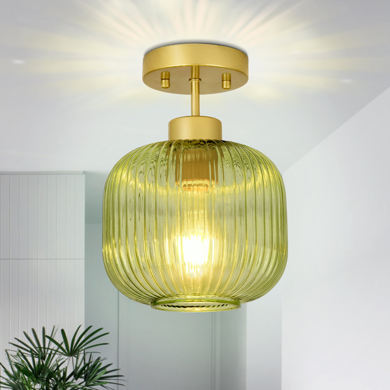Plafonnier semi-encastré en verre Shelise, Verre vert transparent