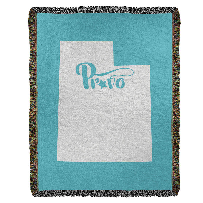 Jeté en coton tissé provo utah, l 60 po x L 80 po, Bleu sarcelle