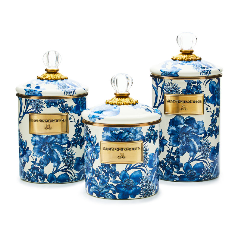 Rosy English Garden Small Canister, Blue/White, 64