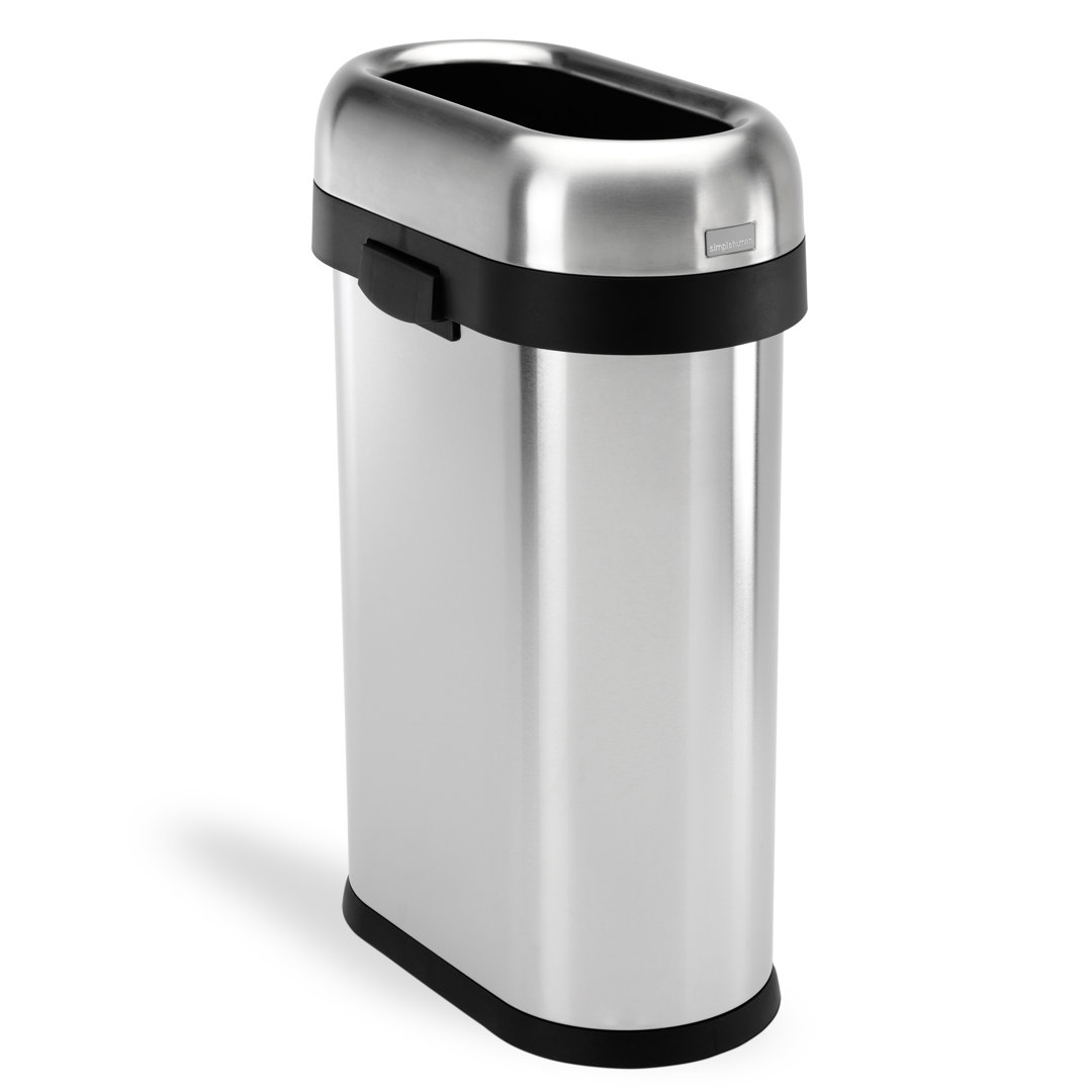 Simplehuman 50L/13 Gallon Slim Open Top Trash Can, Commercial Grade Heavy Gauge Stainless Steel simplehuman 