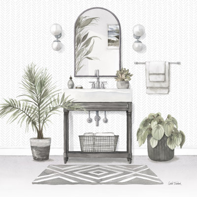 Armita "Serene Bath I Gray" by Leslie Trimbach Wrapped Canvas Watercolor Painting Print