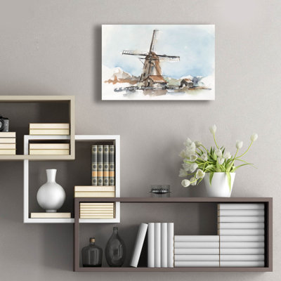 'Windmill Watercolor 2' by Ethan Harper Acrylic Glass Wall Art