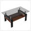 Table basse rectangulaire, plateau en verre trempé avec panneau de fibres à densité moyenne, table moderne pour le salon, verre-906403806-906403779