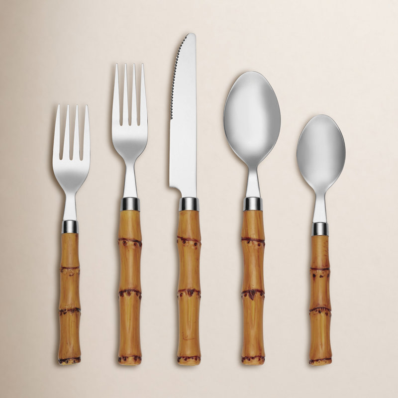  Cambridge Bamboo Handle 20-Piece Flatware Set