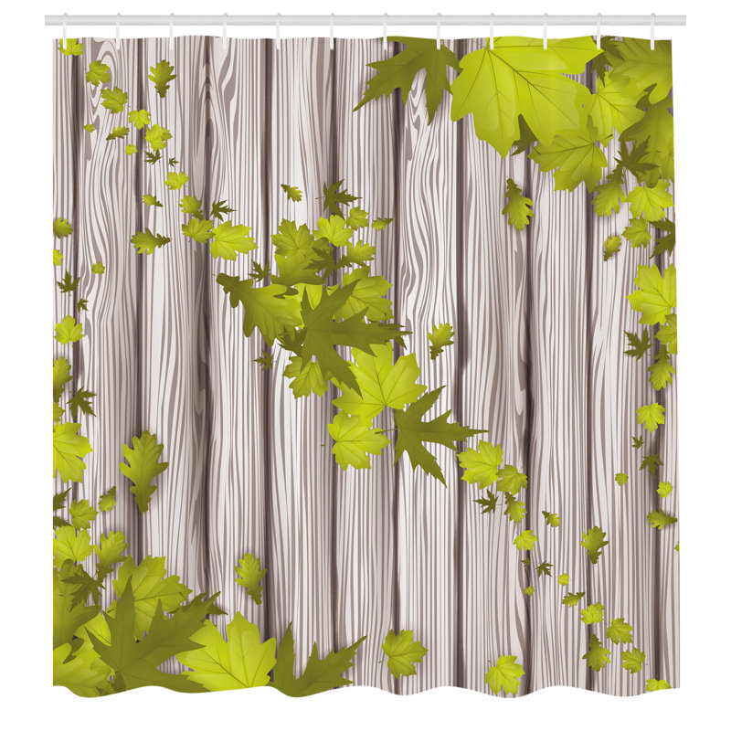 Ensemble de rideau de douche et crochets Autumn, Vert jaune, H 69 po x l 84 po