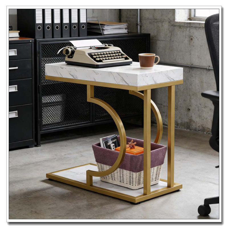 Table de chevet, table de bout, Or, blanc