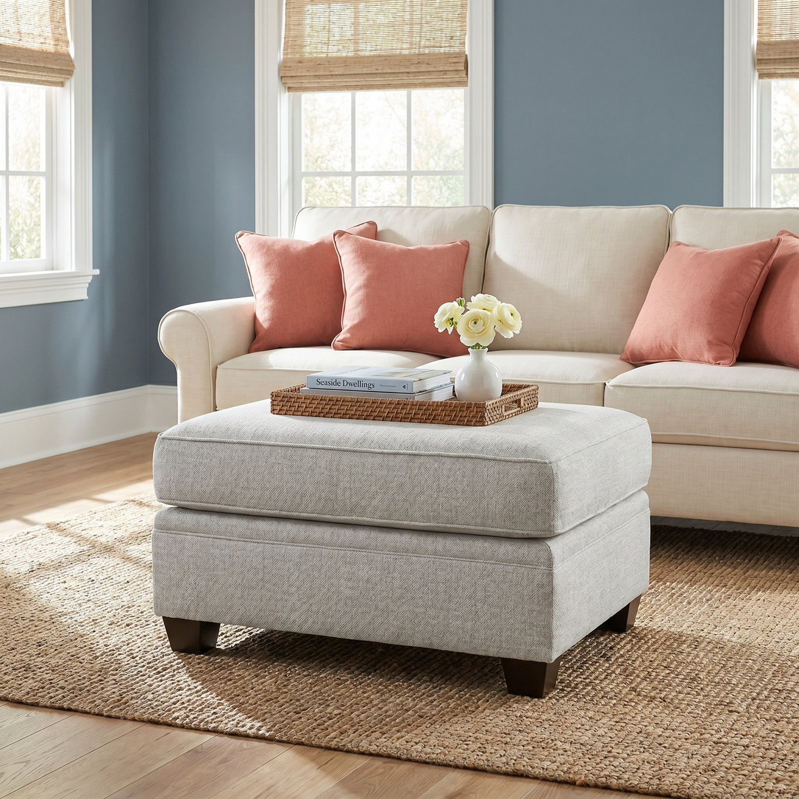 Weston Upholstered Ottoman, Shambala Cream