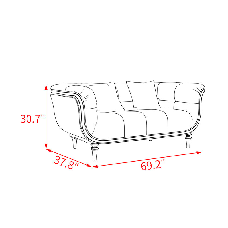 Canapé en tissu luxueux de style français., L 69,2 po