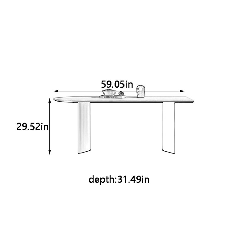 Simple and elegant rectangular dining table, 29.52"H x 59.05"L x 31.49"W