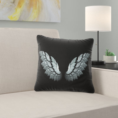 Angel Wings on Black Background - Abstract Printed Pillow