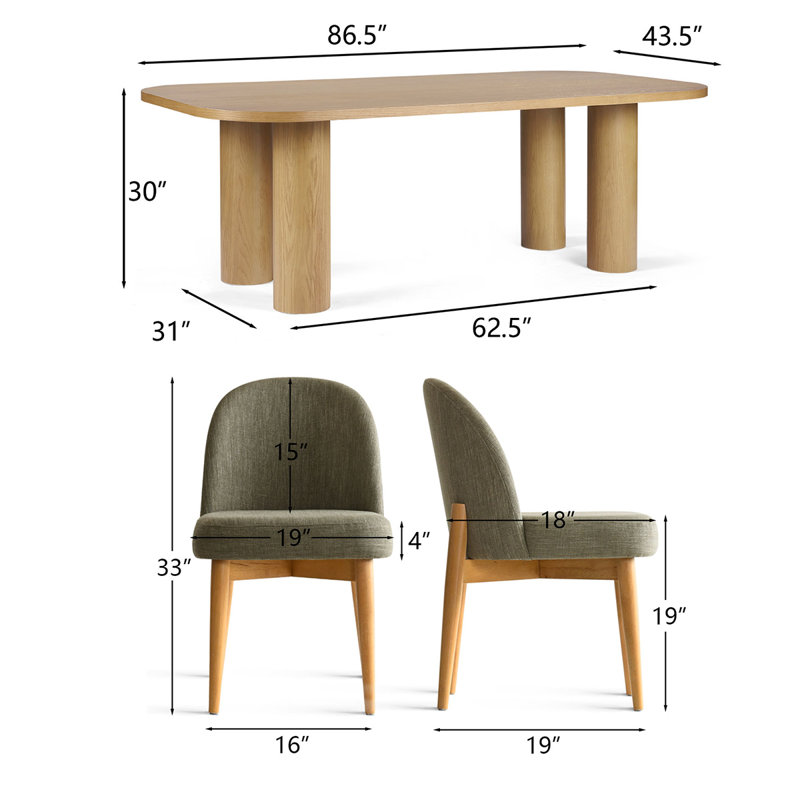9-Piece Dining Set with Large Oval Wood Table and 8  Upholstered Chairs, Green