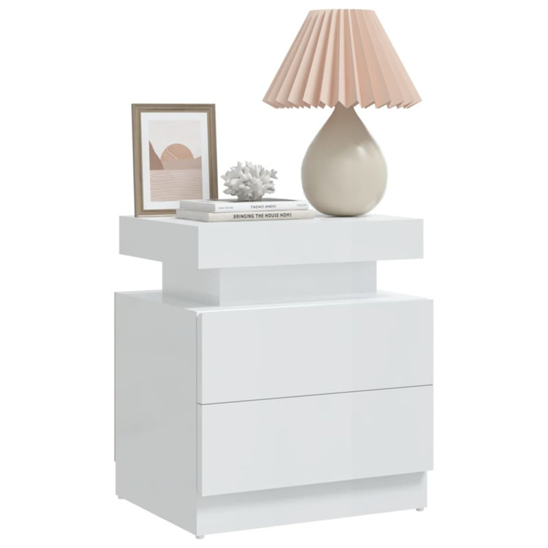 Bedside Cabinet 45x35x52 cm Engineered Wood, High Gloss White, High Gloss White