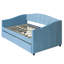 Lit de jour bleu rembourré avec deux tiroirs et lattes de bois substantielles - taille simple tactile-213643712