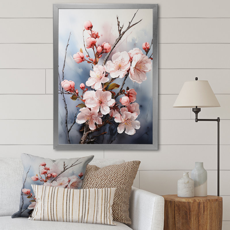 «Vittore Pink Blossoms Ethereal Delicacy I», reproduction, Cadre photo argenté, H 40 po x l 30 po x P 1,5 po