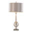 Lampe de table contemporaine en métal brossé 30 "en nickel brossé avec abat-jour en satin gris Joan de Grandview Gallery - ensemble de 2
