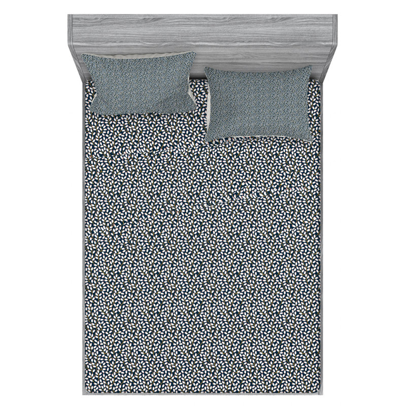 Microfiber Floral Sheet Set, Queen Sheet Set with Fitted Sheet