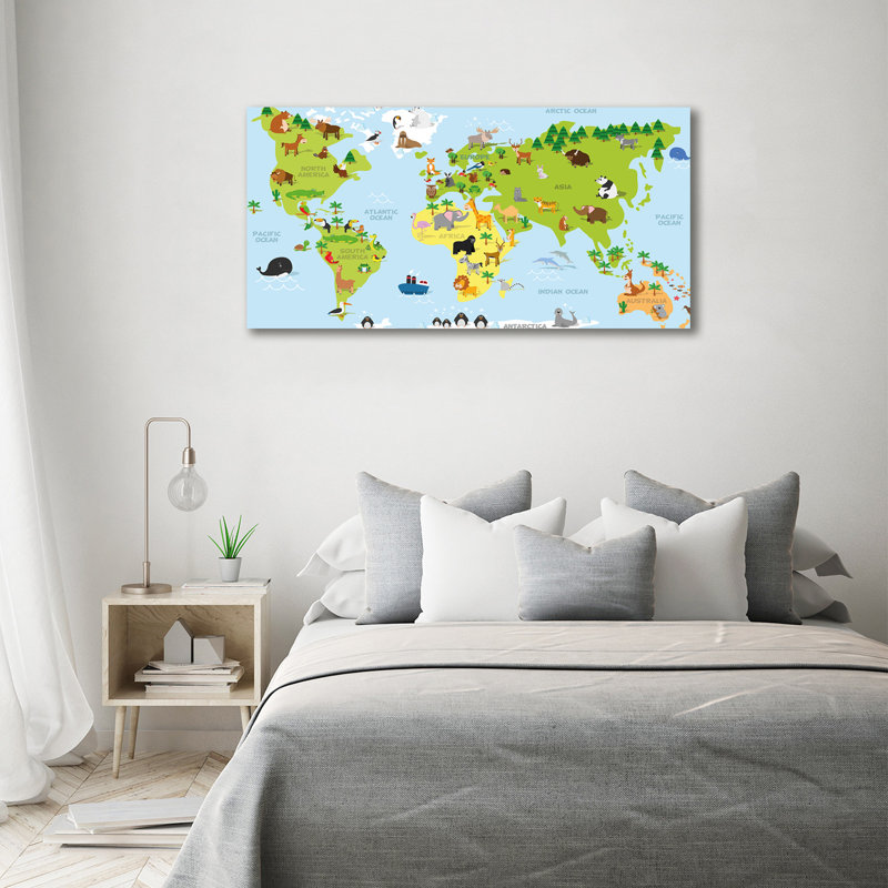 Map Of Animals - Wrapped Canvas Print