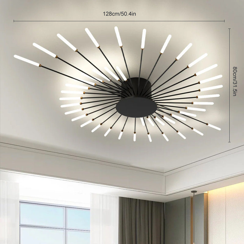 Hanranhan 42-Light LED Dome Flush Mount, Metal Black