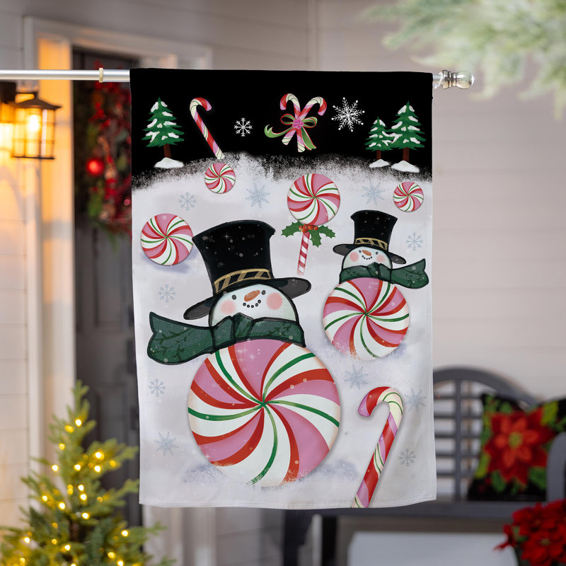 Drapeau de maison en suède bonhomme de neige Peppermint
