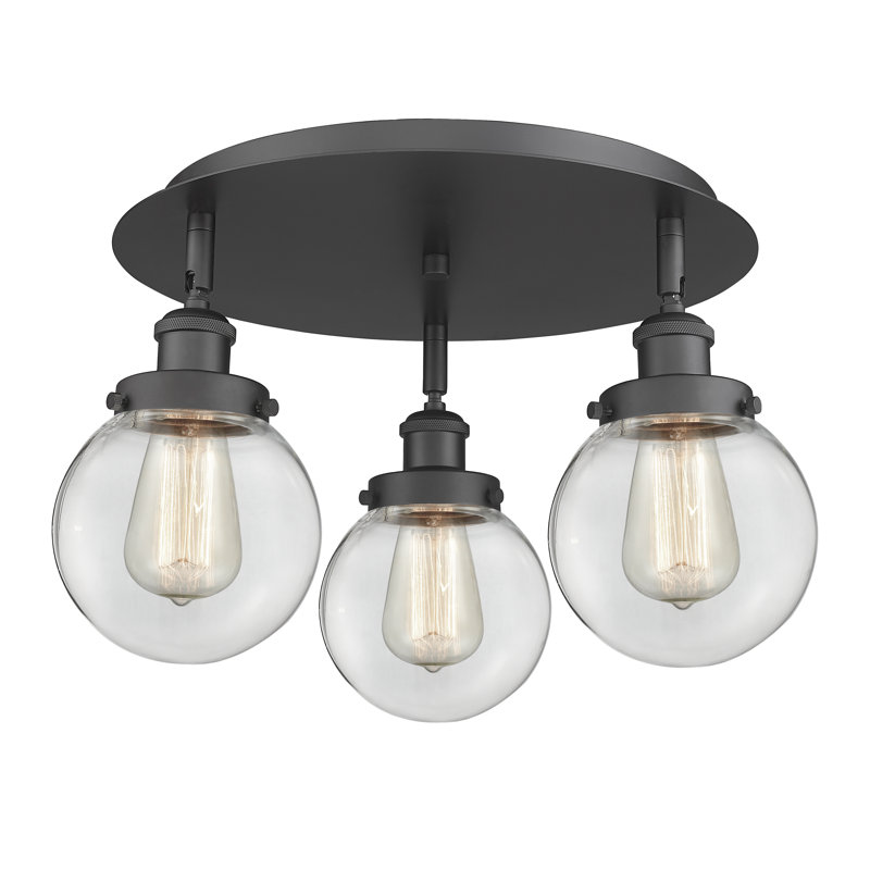 Alphonsa Glass Flush Mount, Clear, Matte Black