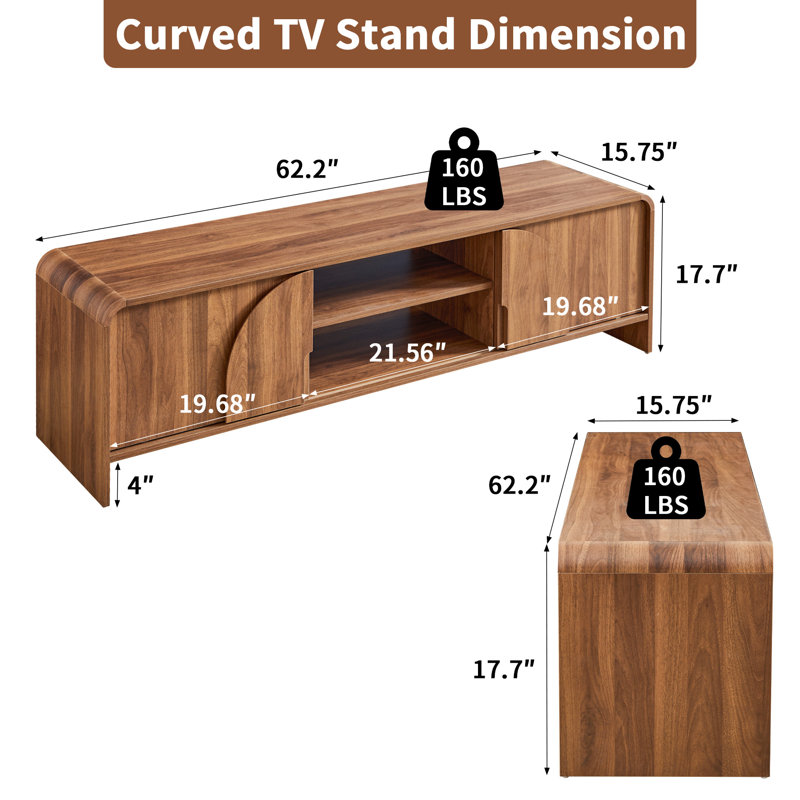 62.2" TV Stand with Sliding Door