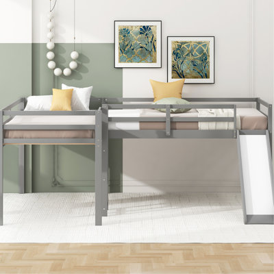 Lit mezzanine simple en L gris