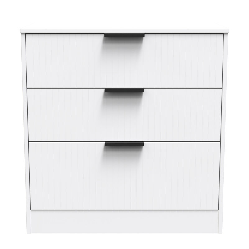 Berklie 77 cm W Chest of 3 Drawers, White Matt