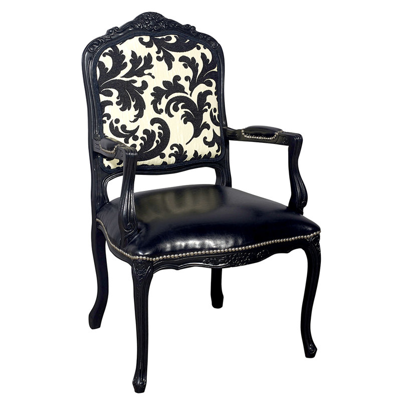 Upholstered Armchair, Off White Polyester, Black