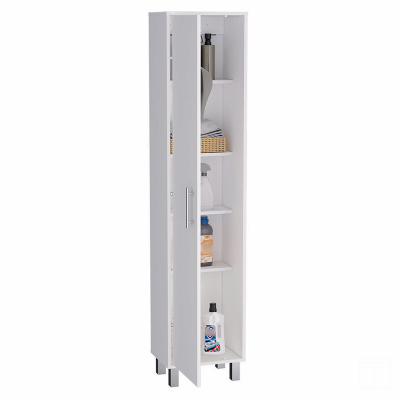 70 po de hauteur armoire de rangement avec balais et quatre tablettes, Blanc