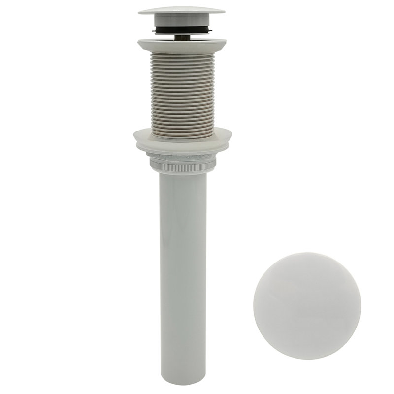 Push pop-up sink drain without Overflow, White