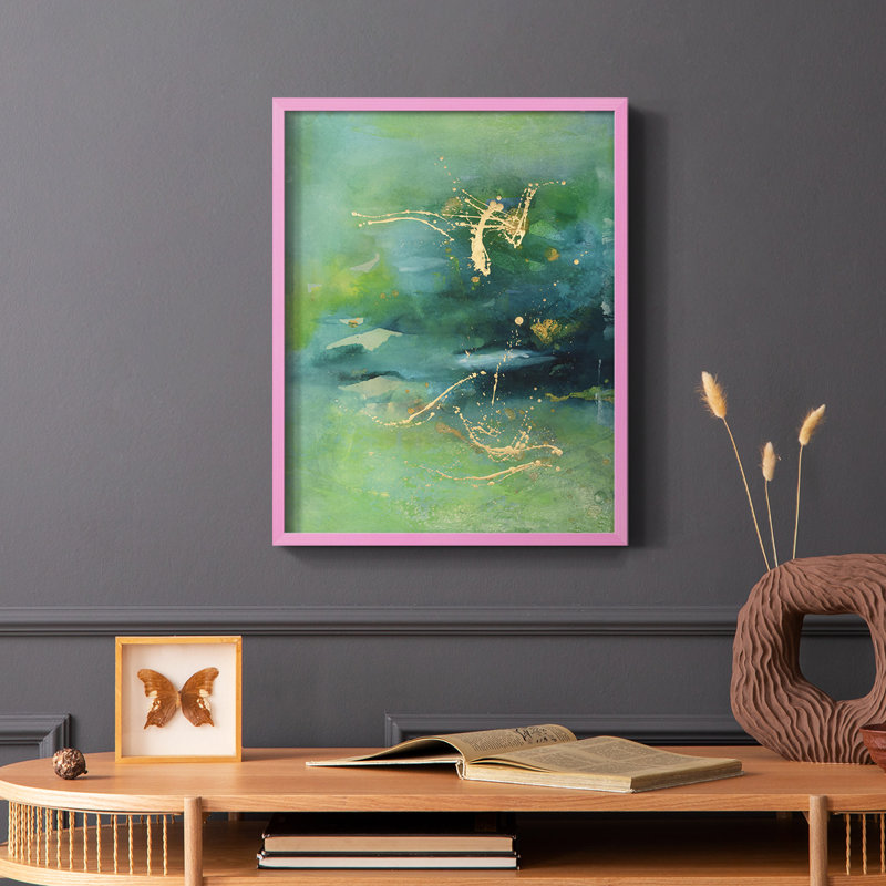 «Peaceful Diptych II», reproduction encadrée - bois massif, Cadre photo rose simple, H 10 po x l 8 po