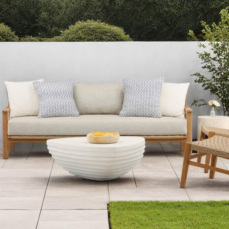 Albin Concrete Outdoor Coffee Table, White