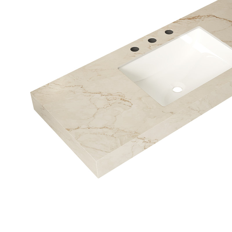 Vasque en céramique avec 3 trous prépercés pour robinetterie standard, Centerset Faucet