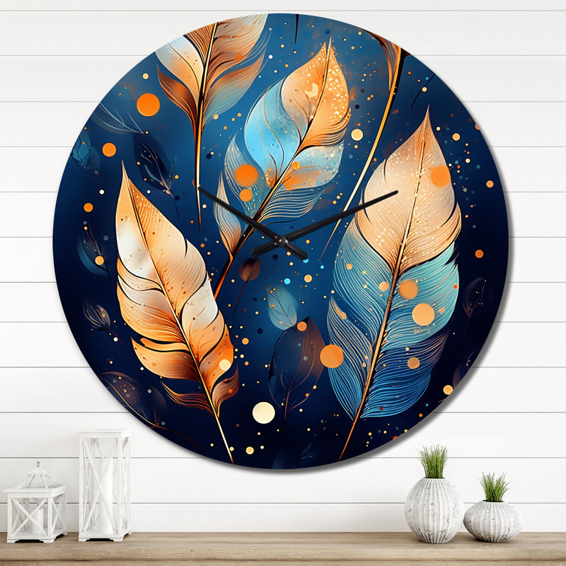Horloge murale Boho Glam Feathres on Cosmic III, Très grand
