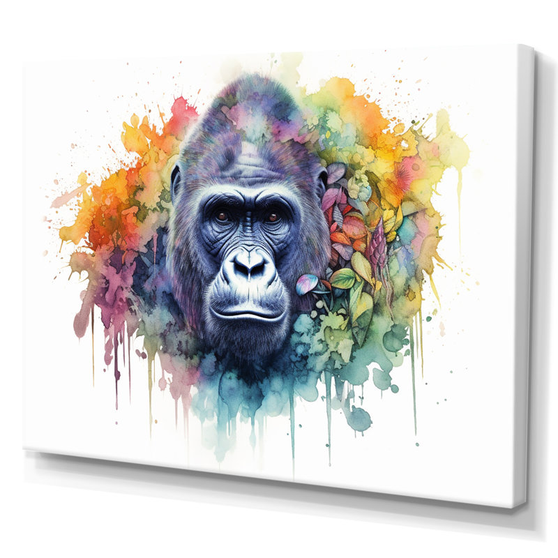«Colorful Gorilla I» sur toile, H 16 po x l 32 po x P 1 po, Toile tendue