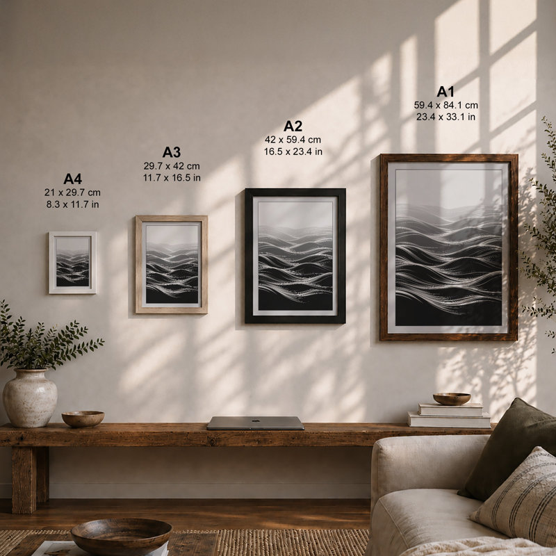 Shifting Horizons Minimalist - Print, Walnut, A4 - 29.7 x 21.0 cm