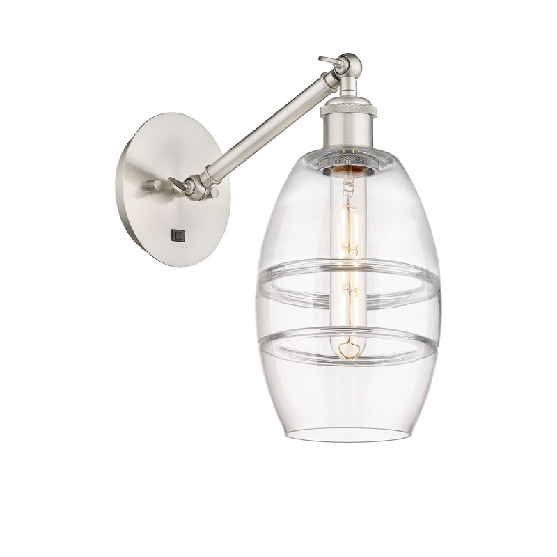Dundrod Steel Armed Sconce, Clear, Brushed Satin Nickel