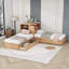 Lit plateforme simple en L avec bureau intégré, lit gigogne simple et 2 tiroirs-919842854