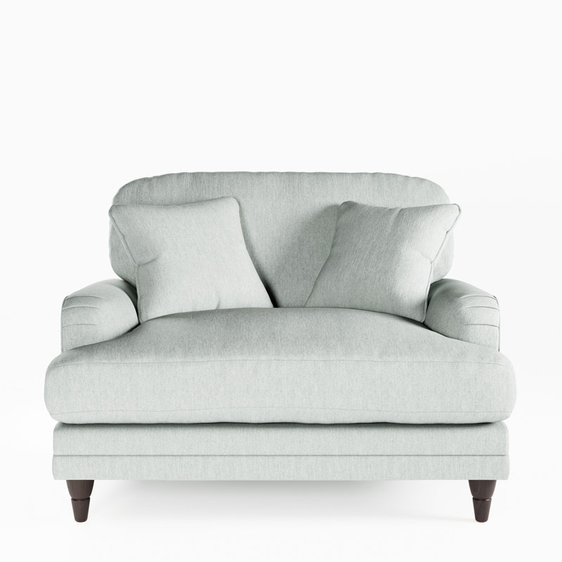 Elfur Upholstered Chair And A Half, Burnished Beech, Sky