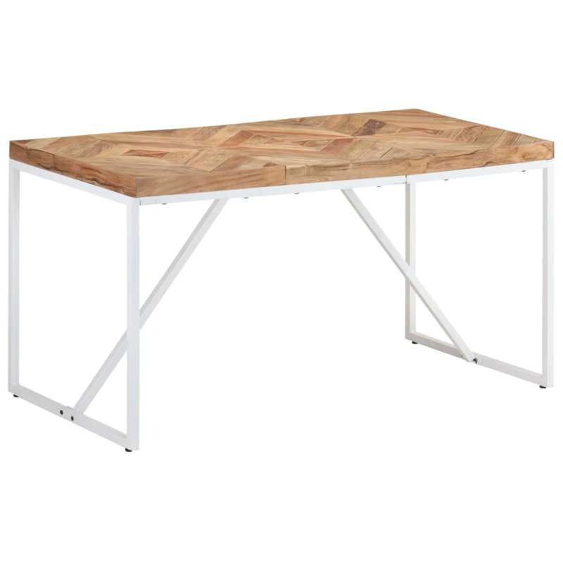 Dining Table Kitchen Dining Room Table Solid Acacia and Mango Wood, 27.56'' W x 55.12'' L, Light Brown, White